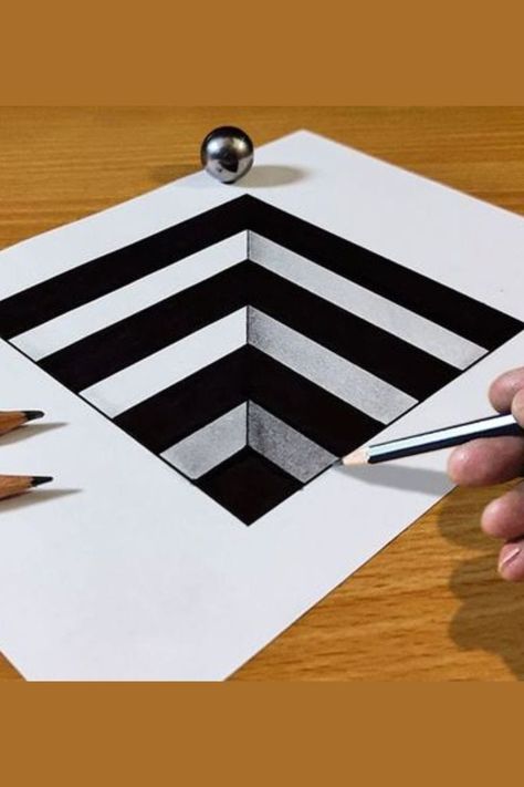 3d Art Illusions, 3 Dimensional Art Drawing, Drawing Ideas Easy 3d, 3d Drawing For Beginners, 3d Drawings Easy Optical Illusions, Optical Illusion Doodles, Optical Illusions Pictures Art, Optical Illusion Art Projects, Optic Illusion Art