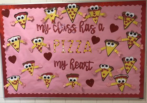 Valentines Toddler Activities, Valentines Classroom Door, Classroom Door Decorating, Valentine Bulletin Boards, Kindergarten Bulletin Boards, Valentines Day Bulletin Board, Kindergarten Valentines, Pizza My Heart, Preschool Bulletin