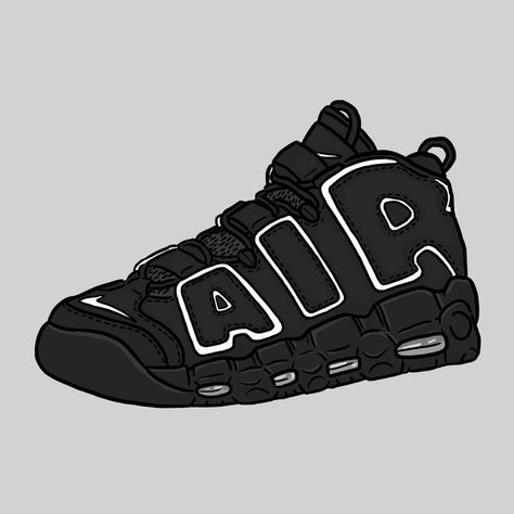 Sneakers Illustration, Sneakers Drawing, Sneakers Wallpaper, Nike Art, Shoes Wallpaper, Nike Air More Uptempo, Harry Potter Disney, Nike Air More, Nike Tn