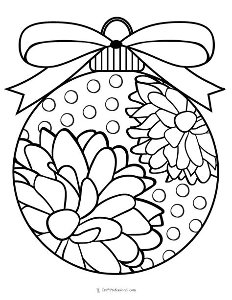 Detailed floral Christmas ornament coloring page for adults. Christmas Angel Coloring Pages, Christmas Ornaments Coloring Pages, Ornaments Coloring Pages, Christmas Ornaments Coloring, Christmas Present Coloring Pages, Ornament Coloring, Christmas Ornament Coloring Page, Merry Christmas Coloring Pages, Printable Christmas Ornaments