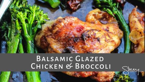 Full of flavor AND color, Balsamic Chicken Thighs are quick, easy and don't require a lot of steps to get on the table.  You can even use frozen broccoli if you don't have fresh, or even swap out broccoli for one of your other favorite veggies. #staceyhawkins #balsamicglazed #chicken #broccoli Optavia Baked Chicken Recipes, Low Calorie Chicken And Broccoli Recipes, Optavia Crockpot Chicken, Optavia Chicken Thigh Recipe, Ww Chicken And Broccoli Stir Fry, Pasta Alternative Low Carb, Balsamic Chicken Thighs, Balsamic Glazed Chicken, Pasta Alternative