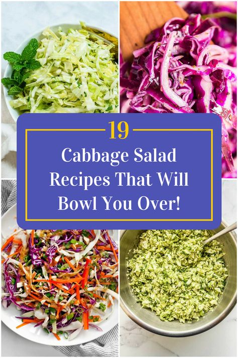 Collage of 4 cabbage salad recipes. Raw Cabbage Recipe, Best Cabbage Salad Recipe, Stir Fry Healthy, Salads Without Lettuce, Marathi Food, Best Cabbage Recipe, Vegan Cabbage, Cabbage Recipes Healthy, Manchurian Recipe