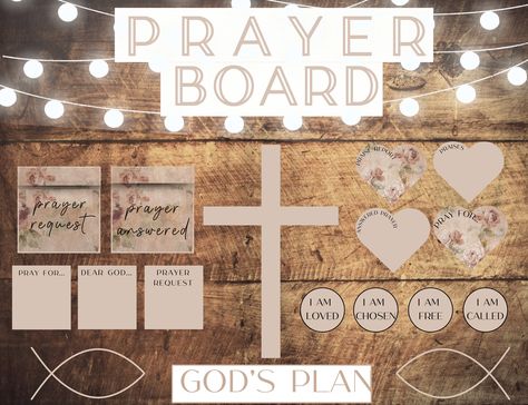 Elevate your prayer life with our Printable Vintage Floral-themed Printable Prayer Board Kit! This tool is crafted to enrich your spiritual journey, helping you remain anchored in faith while navigating life's challenges. Dive deeper into communion with God by organizing your personal prayers and intercessions for others. Don't miss out on this transformative resource; start your prayer journey today! 🙏  Key Features of the Kit  * Prayer Board Words * Cards and Notes * Bible Verses, Affirmation Vision Prayer Board, Prayer Board Ideas Diy Free Printables, Prayer Board Inspiration, Vision Board Prayer, Christian Wall Collage, Prayer Board Ideas Creative, Prayer Board Ideas Diy, Diy Prayer Board, Prayer Boards