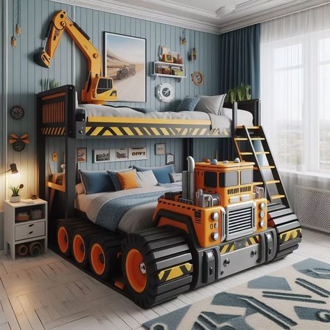 Wow.........Absolutely beautiful😍👍❤️ Construction Themed Bedroom, Construction Theme Bedroom, Boys Construction Room, Dorm Room Layouts, Kids Bedroom Organization, Bedroom Trends, Construction Zone, Construction Theme, Themed Bedroom