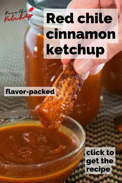 This flavor packed Mexican ketchup with red chile and cinnamon packed a punch for us here at Pass The Ketchup. Save and Click to get the recipe. Enjoy this spicy ketchup recipe for any Mexican or Cinco de mayo party. Credit to beyondmeresustenance. Don't forget to follow us at Pass The Ketchup for anything ketchup related! #mexicanketchup Flavored Ketchup Recipe, Ketchup Dipping Sauce, Spicy Ketchup Recipe, Healthy Ketchup Recipe, Tamale Masa, Ketchup Recipes, Spicy Ketchup, Homemade Bbq Sauce Recipe, Spice Rubs