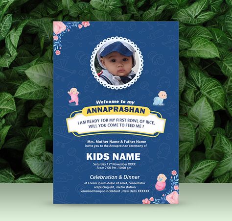 Annaprasana Invitation Cards, Annaprasana Invitation, Annaprashan Invitation, Rice Ceremony, Free Invitation Cards, Invitation Card Maker, Birthday Post Instagram, Birthday Posts, Baby Footprints