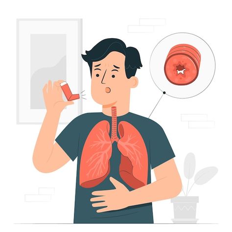 Free vector asthma concept illustration | Free Vector #Freepik #freevector #pulmonary #asthma #lungs #anatomy What Is Asthma, Chronic Lung Disease, Throat Infection, Asthma Symptoms, Lung Disease, Respiratory Health, Shortness Of Breath, Respiratory System, Workout Humor