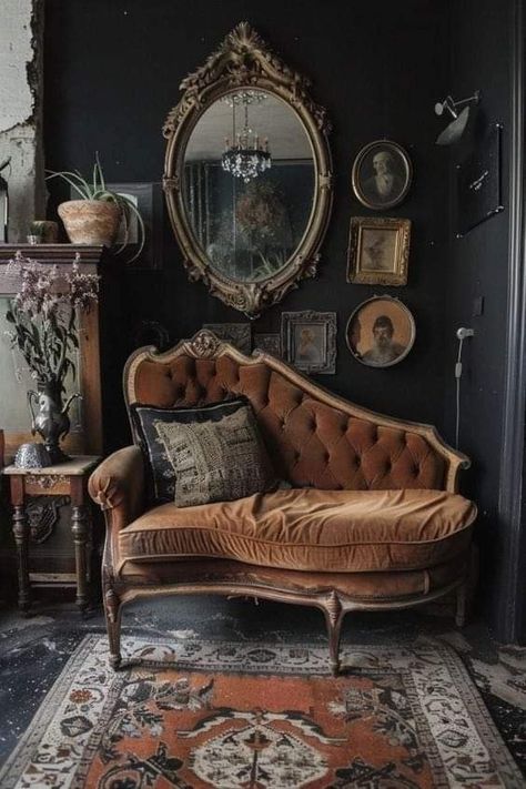 Gothic Living Room, Dark Home Decor, Casa Vintage, Goth Home Decor, Dark Home, Gothic Decor, Gothic Home Decor, Dream House Interior, Dream House Decor