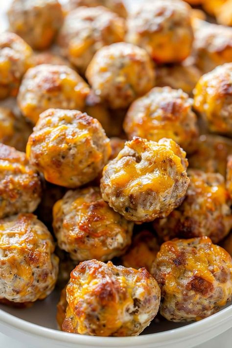 Cream Cheese Sausage Balls (Easy Recipe) - Insanely Good Sausage Balls Bisquick, Sausage Cheese Balls, Sausage Cream Cheese, Cream Cheese Sausage Balls, Sausage Balls Recipe, Sausage Hash, Breakfast Sausage Recipes, Hashbrown Recipes, Sausage Balls