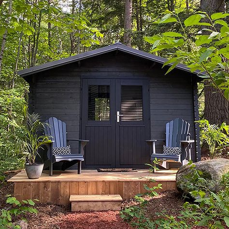 Bunkie Life, Bunkie Ideas, Cubic Mini Wood Stove, Summer Cabins, Backyard Cabin, Summer Cabin, Roof Beam, Guest Cabin, Cabin Kits