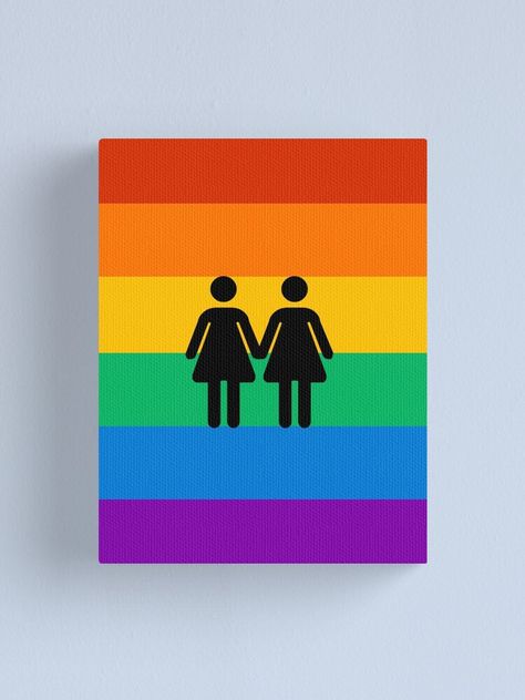 Lesbian Canvas Art, Lesbian Paintings Simple, Lgbtq Painting, Lesbian Colors, Couple Canvas, Pride Lesbian, Couples Canvas, Queer Art, Canvas Painting Designs