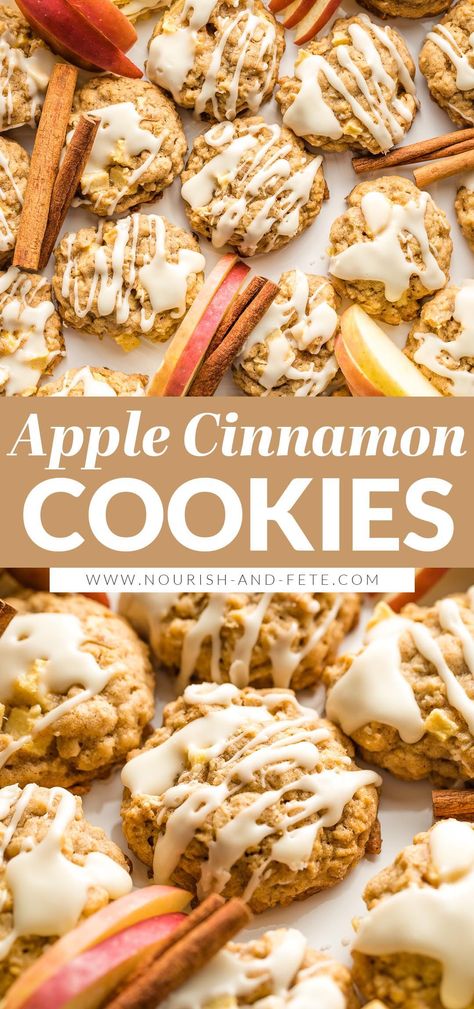 Apple Cinnamon Cookies, Autumn Cookies, Apple Oatmeal Cookies, Fall Cookie Recipes, Fall Baking Recipes, Apple Recipes Easy, Fall Desserts Easy, Cinnamon Cookies, Apple Dessert Recipes