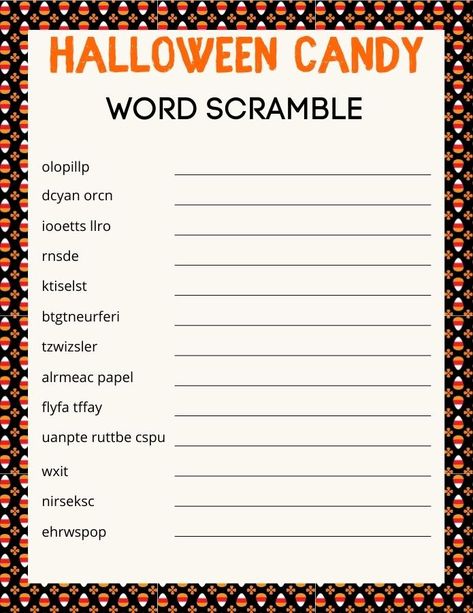 Free Halloween Word Scramble Printable Halloween Word Scramble, Halloween Puzzles, Free Printable Halloween, Scramble Game, Halloween Worksheets, Fall Words, Fall Art Projects, Halloween Activity, Halloween Words