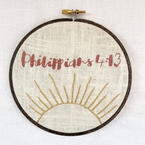 Philippians Bible Verse, Scripture Embroidery, Bible Verse Embroidery, Embroidery Scripture, Scripture Embroidery Hoop, You Are Enough Embroidery, Bible Verse Embroidery Hoop, Christian Embroidery, Dmc Thread