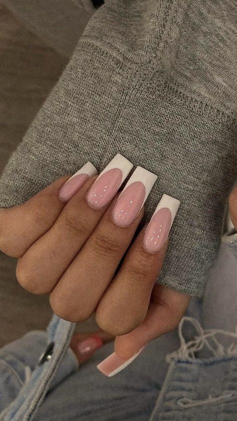 Nails Tips White, Nail White French, Nail White, Fake Nails White, Multicolored Nails, Nails Tips, White Acrylic Nails, Long Square Acrylic Nails, Fake Nail