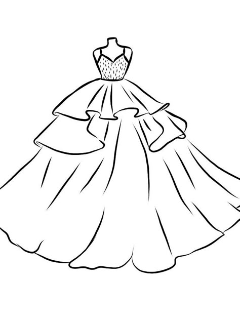 Diy Paper Dress, Designing Sketches, Body Templates, Dress Templates, Anime Drawings For Beginners, Mom Coloring Pages, Learn Fashion, Design Outline, Gown Drawing