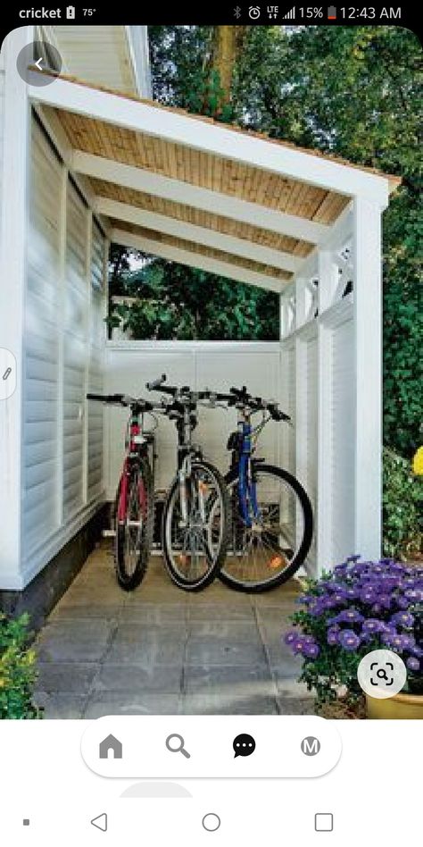 Garage Velo, Bike Shelter, Backyard Storage, Bike Shed, Bike Storage, Side Yard, Backyard Projects, Shed Storage, Storage Shed