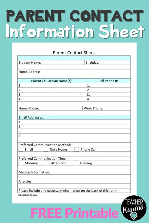 This free parent information form is perfect to gather the information you need about your students. There are 4 places for parents - just what you need for blended family information. Parent Contact Form, Blended Families, Parent Contact, Teacher Freebies, Family Information, Elementary Teaching, Class Organization, Vocabulary Lessons, Elementary School Classroom