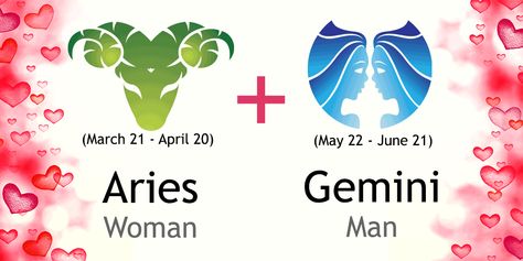 Aries Woman and Gemini Man Love Compatibility Aries And Gemini Relationship, Aries Relationship, Gemini Relationship, Gemini Compatibility, Horoscope Love Matches, Aries Zodiac Facts, Aries And Gemini, Aries Love, Aries Woman