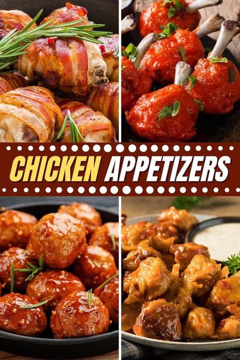 You really can't go wrong with these easy chicken appetizers. From dip to wings to meatballs, whip up these apps for your next party. Healthy Chicken Appetizers, Appetizers With Chicken Breast, Finger Foods With Chicken, Easy Chicken Appetizers For A Party, Chicken Finger Foods Appetizers, Cold Chicken Appetizers, Chicken Snacks Recipes Appetizers, Chicken Hors D’oeuvres, Chicken Finger Foods