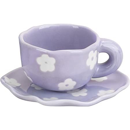 Design For Office, Purple Coffee Mugs, Purple Coffee, Tea Milk, Flower Cup, Cute Coffee Mugs, Novelty Mugs, Lilac Flowers, Coffee Mug Sets