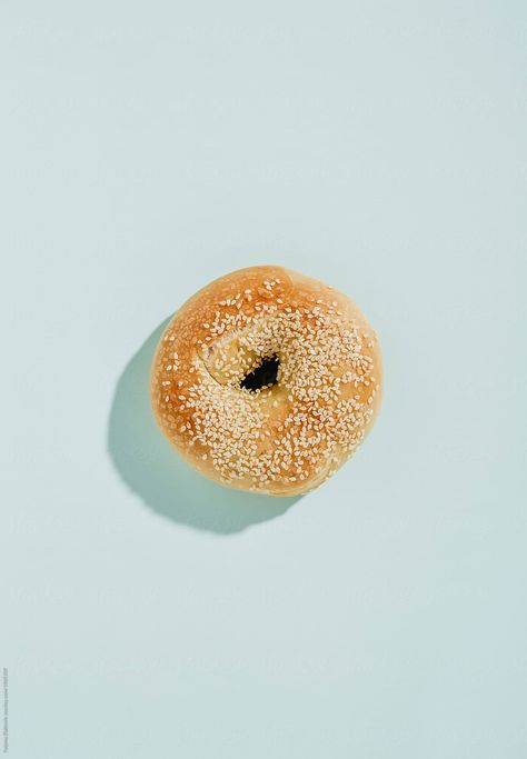 Bagel | Stocksy United Bagel Aesthetics, Bagel Drawing, Bagel Photography, Bagel Illustration, Bagel Art, Photoshoot Food, Bread Photography, Bagel Bread, Food Illustration Design