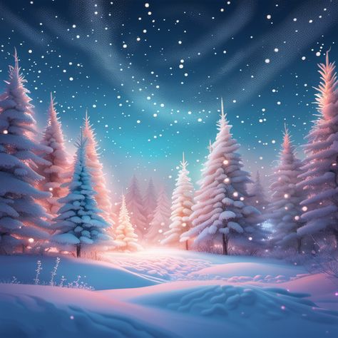 Interesting Environments, Trees Digital Art, Christmas Night Sky, Winter Wonderland Background, Winter King, Gacha Backgrounds, Colourful Wallpaper, Gnome Pictures, Astronomy Pictures