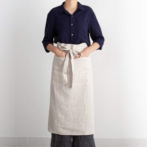 Half Apron With Pockets, Brown Apron, Bistro Apron, Cafe Apron, Branded Aprons, Linen Kitchen, Apron With Pockets, Waist Apron, Bib Apron