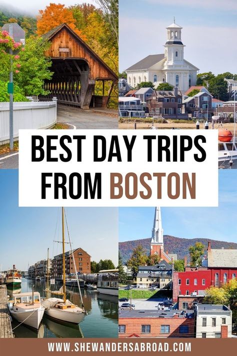 Do you have some extra days in Boston? Discover the best day trips from Boston including charming small towns, gorgeous natural scenery & fun city attractions. | Boston day trip ideas | Boston travel tips | Boston travel guide fall | Boston day trip fall | Boston day trip with kids | Boston best things to do | New England best places to visit | Salem Massachusetts | Providence RI | Newport RI | Cape Cod MA | Rockport MA | Woodstock VT | Lincoln NH | The Berkshires MA | Portland ME Boston Day Trip, Fall Boston, Day Trips From Boston, Boston Travel Guide, Boston Vacation, Massachusetts Travel, New England Road Trip, Visiting Boston, Boston Travel