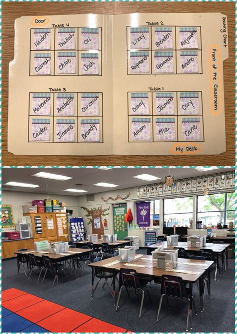 Seating Chart School Desk Arrangements, Classroom Seating Chart For 30, Long Classroom Layout, Ideal Classroom Layout, Seating Chart For Talkative Classroom, Round Table Classroom Setup, Kindergarten Seating Arrangement, Group Tables In Classroom, Table Arrangements Classroom