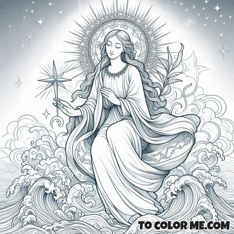 Seafarer’s Patroness: Stella Maris Holy Name Pencil Art - https://www.tocolorme.com/?p=37031&utm_source=SocialAutoPoster&utm_medium=Social&utm_campaign=Pinterest Holy Name Of Mary, Battle Of Vienna, Our Lady Of Czestochowa, Divine Providence, Liturgical Seasons, Stella Maris, Doodle Pages, Under The Shadow, Lady Of Lourdes