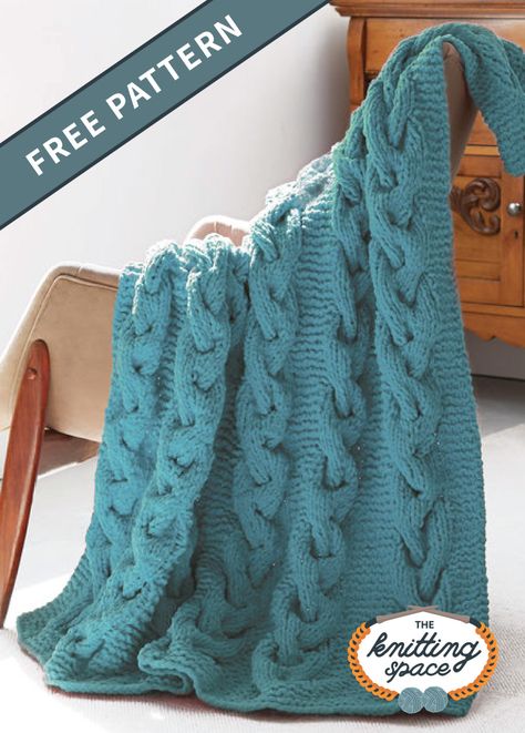 Try your hands on this cozy knitted cable afghan in time for the fall and winter seasons. This piece is also perfect as a thoughtful handmade housewarming gift. | Discover over 3,500 free knitting patterns at theknittingspace.com #knitpatternsfree #handmadegifts #giftideas #DIY #fallknittingpatterns #fallknittingprojects #fallstyle #fallcrafts #fallaesthetic Receiving Blankets Repurpose, Cable Afghan, Easy Blanket Knitting Patterns, Fall Knitting Patterns, Knitting Patterns Free Blanket, Bernat Blanket, Yarn Wreath, Baby Knitting Patterns Free, Knitted Blanket