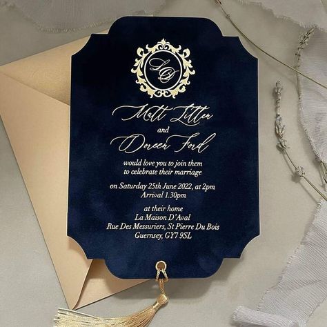 Blue Gold Wedding Invitation, Junaid Khan, Vintage Invitation, Blue Gold Wedding, Invitation Layout, Dream Wedding Reception, Martha Weddings, Classy Wedding Invitations, Business Invitation