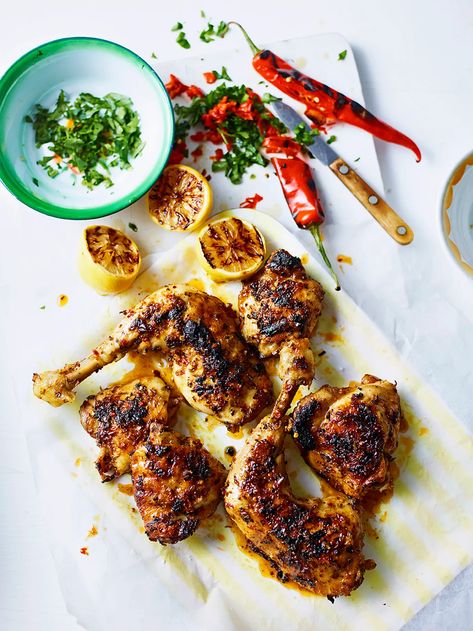 Frango churrasco | Chicken recipes | Jamie Oliver Churrasco Chicken, Brazilian Chicken, Chargrilled Chicken, Eat More Chicken, Portuguese Cuisine, Piri Piri, Chicken Legs, Gluten Free Chicken, Jamie Oliver