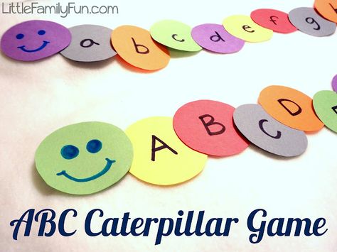 Review ABC's with preschoolers with this fun alphabet caterpillar. Abc Caterpillar, Kindergarten Checklist, Bugs Preschool, Family Literacy, Abc Games, Abc Activities, Preschool Literacy, Preschool Age, Alphabet Preschool