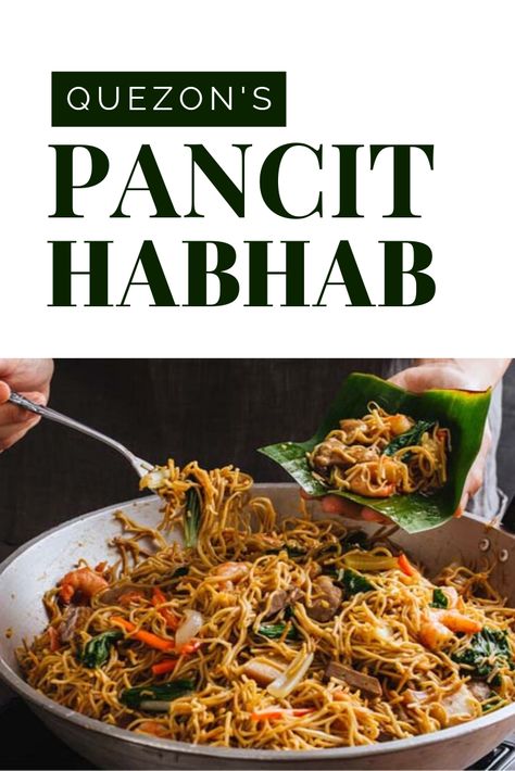 Going to Quezon? Don't forget to include Quezon's very own Pancit Habhab in your food trip list!  Pancit Habhab is served on a piece of banana leaf. No utensils need!  It is made from dried Miki noodles (Miki Lucban) and topped with pork meat, liver, chorizo de bilbao, and vegetables. Make sure to put a teaspoon of vinegar for every serving.  Have you ever tried Pancit Habhab? Let us know what you think!  #PancitHabhab #QuezonFoodTrip Trip List, Food Trip, Pork Meat, Banana Leaf, Bilbao, Travel Food, Japchae, What You Think, Best Foods