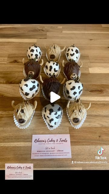 Rebecca’s Cakes & Treats on Instagram: "Highlander cow themed chocolate covered strawberries. How cute are these?!🐮  #highlandercows #chocolatecoveredstrawberries #cowtheme #cowstrawberries #fyp #chocolatecoveredstrawberriecows #funtreats" Themed Chocolate Covered Strawberries, Strawberry Cows, Highlander Cow, Cow Cakes, Covered Strawberry, Mini Cows, Fun Treats, Covered Strawberries, Chocolate Covered Strawberries