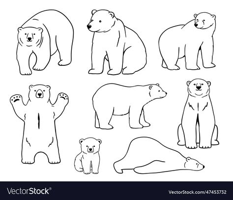 Polar Bear Outline Printable, Polar Bear Sketch, Polar Bear Outline, Sketch Outline, Bear Sketch, Bear Sitting, Candle Brand, White Polar Bear, Outline Illustration