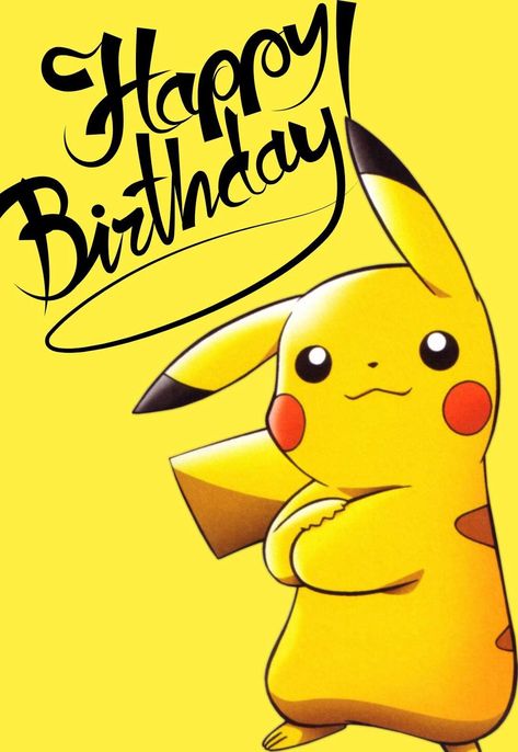 Pokemon Birthday Card Printable, Happy Birthday Pokemon Pictures, Pokémon Birthday Cards, Pokemon Birthday Cards, Happy Birthday Pikachu, Anime Birthday Cards, Pokémon Birthday Ideas, Pikachu Printable, Pokemon Happy Birthday