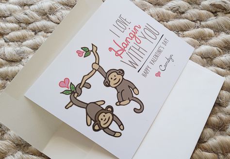 Toddler / Kid's Free Valentine's Day Printable Cards - DIY Printing via Brossie Belle! Monkey Valentine Cards, Valentine School, Monkey Valentine, Valentine Template, Childrens Valentines, Valentines For Daughter, Month Of Love, Printable Valentines Cards, Diy Printing