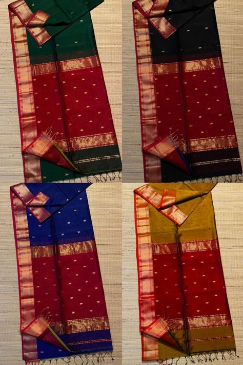 Latest Maheshwari Cotton Silk Sarees to order whatsapp 8897195985 Siri Designers, Cotton Sarees Handloom, Latest Silk Sarees, Cotton Saree Designs, Silk Cotton Sarees, Contrast Blouse, Cotton Saree, Cotton Silk, Pure Silk