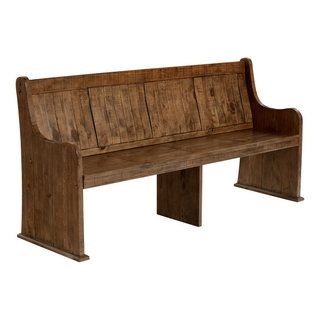 Wilder Dining Bench - Rustic - Dining Benches - by HedgeApple | Houzz Wooden Entrance, High Back Bench, Entrance Bench, Wood Dining Bench, Powell Furniture, Corner Furniture, Bench With Back, Solid Wood Benches, Entry Bench