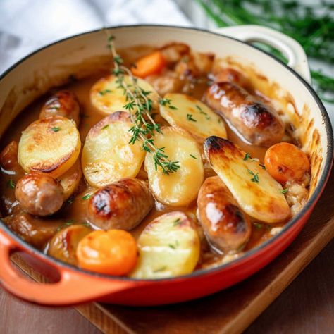 Cumberland Sausage Casserole Cumberland Sausage Recipe, British Sausage Casserole, Sausage Hotpot, Chilli Chutney Recipes, Meat Ideas, Savoury Meals, Cumberland Sausage, Sausage Ragu, Pork Sausage Recipes