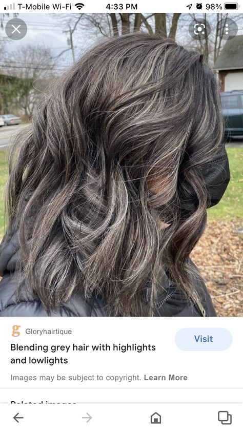 Gray Hair With Blonde Highlights, Brown Hair With Gray, Brown Hair With Gray Highlights, Hair With Gray Highlights, Grey Hair With Brown Lowlights, Blending Gray Hair With Blonde, Blonde Hair With Grey Highlights, Blonde Highlights And Lowlights, Gray Highlights