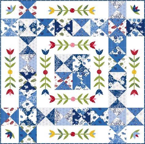 Dutch Quilt Pattern, Dutch Quilt, Quarter Square Triangles, Medallion Quilts, Kimberbell Designs, Quilted Projects, Quilt Borders, Primitive Pumpkin, Pieced Quilts