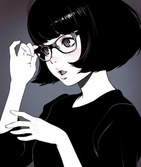 Lembro quando você cortou cabelo assim , um pouco antes do meu aniversário , meu maio presente até hoje foi você, porque ser humano erra tanto ? Queria ter acertado só desta veZ... Girl With Glasses, Short Hair, Anime, Hair, Black