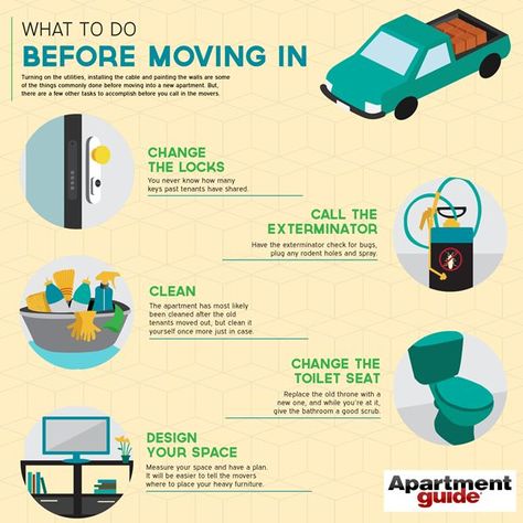 These tips are useful even for moving into your first house instead of an apartment. Especially the toilet seat one! Checklist Infographic, Moving House Tips, Buying First Home, New Home Checklist, Apartment Guide, Concept Model, Checklist Printable, Moving Checklist, House Tips