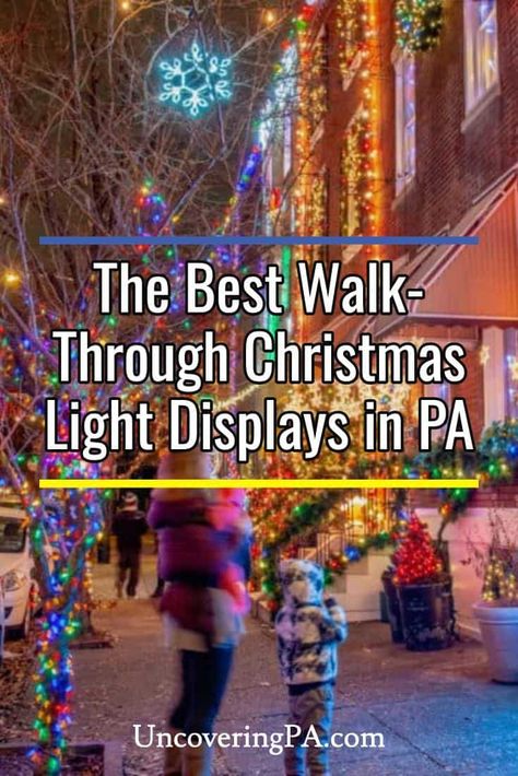 There are a lot of fantastic walk-through Christmas light displays in Pennsylvania. Here are some of my favorites throughout PA. New Hope Pa Christmas, Christmas Trips, Presque Isle State Park, Christmas Towns, Holiday Lights Display, Christmas Displays, Pennsylvania Travel, Holiday Train, New Hope Pa