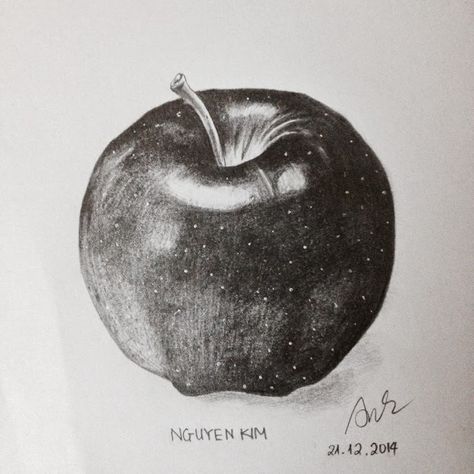 2014 Hanoi. I was learning English and had a sentence "You are apples of my eyes", feel interesting so I draw this apple. I had no idea about the type of apple until I come to Australia, that is bravo apple, the only type I eat :D Apple Pencil Drawing, A Sentence, Learning English, Apple Pencil, Hanoi, Pencil Drawing, My Eyes, Learn To Draw, Learn English