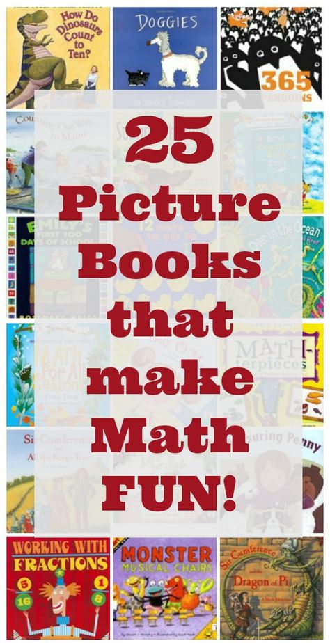 The BEST picture books that teach math concepts for kindergarten and elementary students!  Counting, percents, fractions, money, and many more to use with math lesson plans and as a cross-over with literacy in the classroom and at home! Kindergarten Math Lessons, Math Picture Books, Kindergarten Math Lesson Plans, Math Literature, Best Picture Books, Picture Books For Kids, Best Toddler Books, Easy Stem, Math Pictures